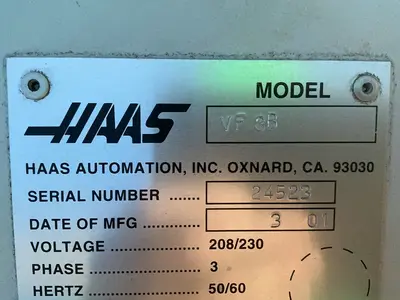 Used 2001 HAAS AUTOMATION VF 3B Vertical Machining Centers Ohio US | HGR 24 #1566810