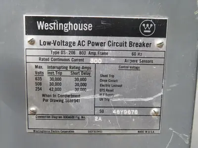 Used WESTINGHOUSE DS-206 Circuit Breakers Texas US | Aucto #1307204