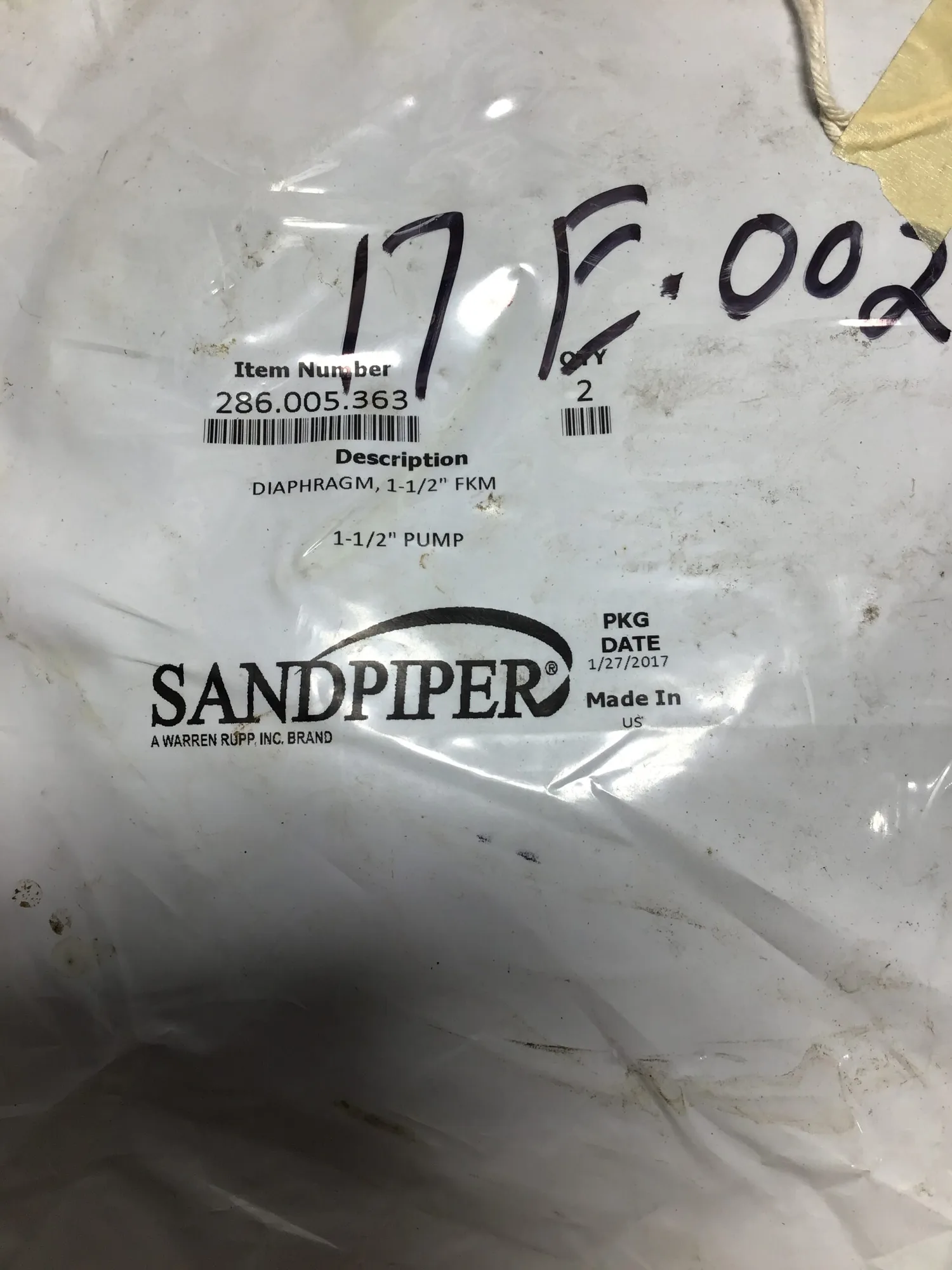SANDPIPER DIAPHRAGM, 1-1/2″ FKM 1 1/2″ PUMP