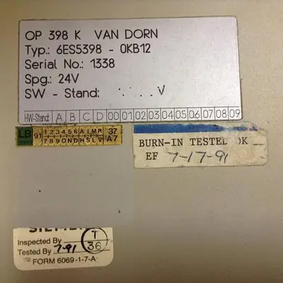 USED VAN DORN 6ES5398-0KB12