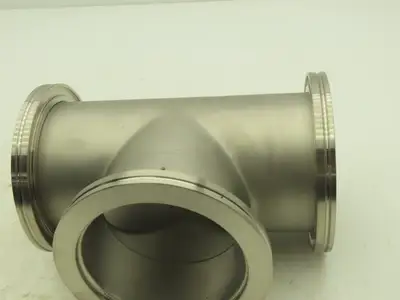 Pfeiffer Nor-Cal 3TISO100OF 4" Vacuum Tube ISO-K Flanged Pipe Tee 304 Stainless
