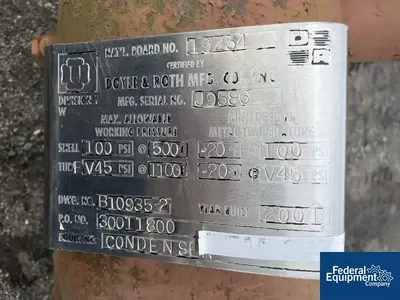 USED Doyle & Roth 250 Sq Ft Doyle and Roth Heat Exchanger, 316 S/S, 45/100#