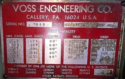 60” x .125” Rowe/Voss CTL Line