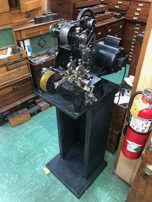 3398-385 Wm.H.Baker Antique Blanking Press with Mechanical Indexing Roll Feed – Circa 1890