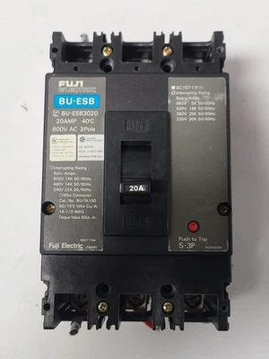Fuji BU-ESB 3020 Circuit Breaker 20 Amp 600 VAC 3 Pole BU-ESB3020