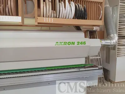 USED 2005 BIESSE POLYMAC AKRON 246 EDGEBANDER W/CORNER ROUNDING AND PRE MILLING