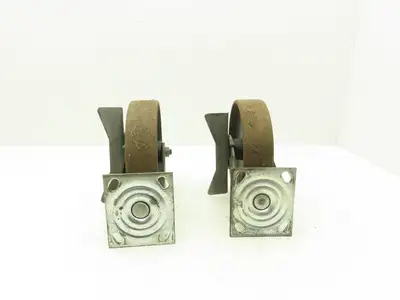 Colson 5-8-138 Caster Wheel Swivel 8" x 2" w/Lock Cast Iron 9-1/2" H Lot of 2