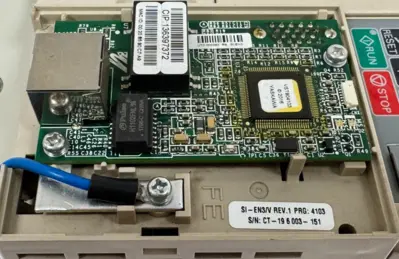 USED YASKAWA CIMR-VU4A0009FAA DRIVE W/ SI-EN3/V ETHERNET MODULE