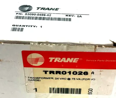 NEW TRANE TRR01026 TRANFORMER 24VAC 75VA