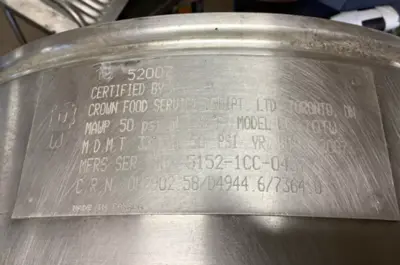 152-0699 Crown 10 Gallon Tilting Kettle