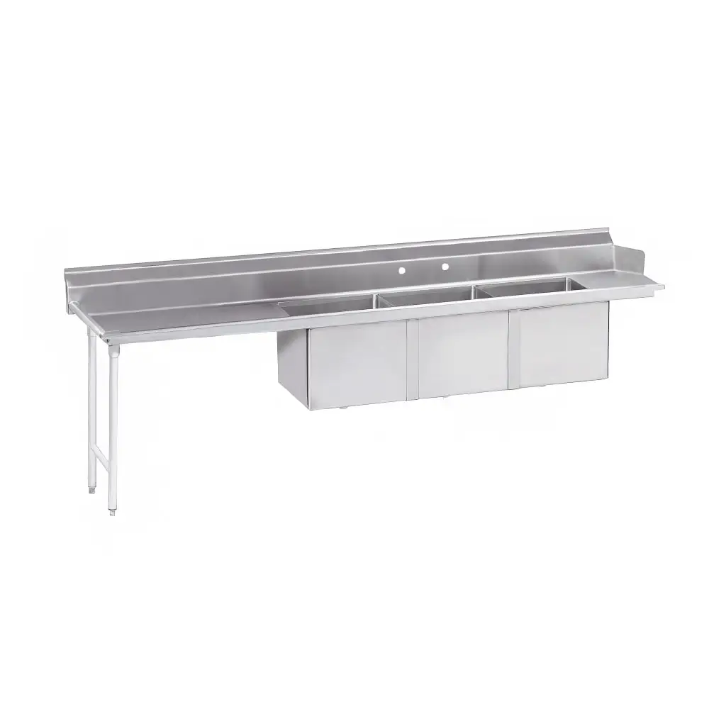 Advance Tabco DTC-3-1824-108LX Dish Table - (3) 18" x 24" x 14" Bowls, 41" Left Drainboard, 16 ga 304 Stainless