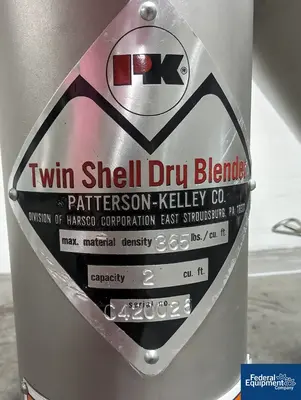 USED Patterson-Kelley 2 Cu Ft P-K Twin Shell Blender, S/S,