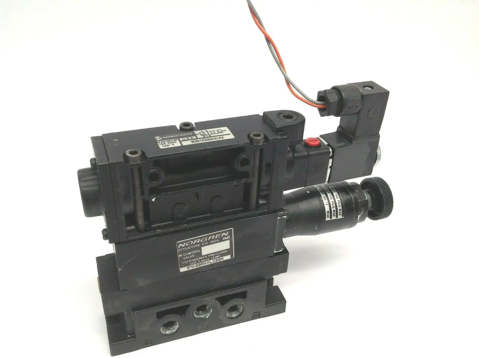 RMK00RKXLGS0A / MK01EDA34ALNA | Norgren RMK00RKXLGS0A Regulator Valve w/ MK01EDA34ALNA Solenoid Valve - Used