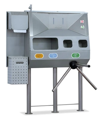 USED Roser WALL/ FLOOR MOUNTED MODULAR HYENINE STATION WITH TURNSTILE SANIECO