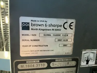 Used 2007 BROWN & SHARPE GLOBAL CLASSIC 9128 Coordinate Measuring Machines Ohio US | HGR 24 #1505777