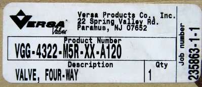 NEW VERSA VALVES VGG-4322-M5R-XX-A120 SOLENOID VALVE VGG4322M5RXXA120