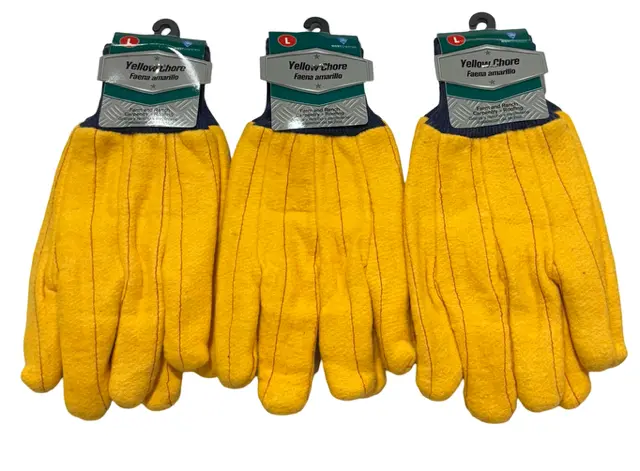 West Chester Heavy-Duty Polyester & Cotton Yellow Chore Gloves 3 Pack