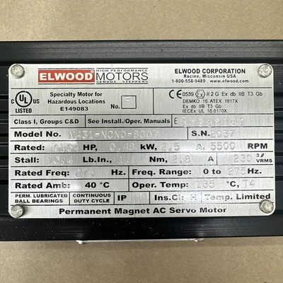 NEW Elwood Motors M431-NCN0-8G07