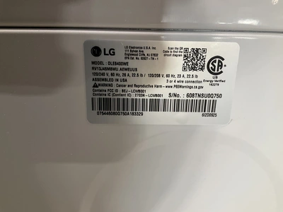 Used LG DLE8400WE 7.3 CU. FT. SMART ELECTRIC DRYER WITH EASYLOAD DOOR - ALPINE WHITE Dryers Michigan US | Miedema Asset Management Group #1577953