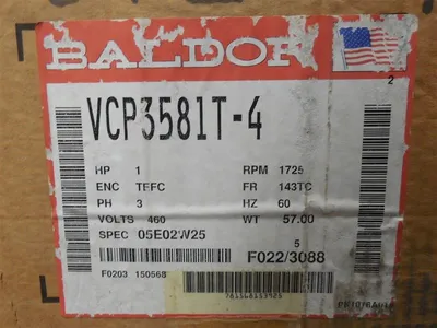 Baldor VCP3581T-4 Corrosion Protected Industrial Motor 1 HP 460V 1725 RPM New NIB