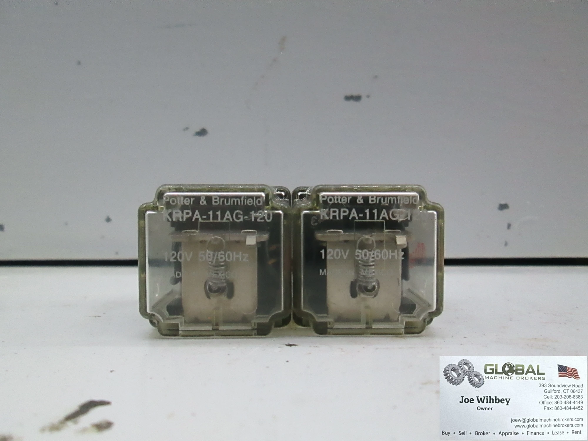 Two Porter and Brumfield KRPA-11AG-120 Power Relays.