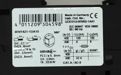 USED SIEMENS 3RV1421-1DA10