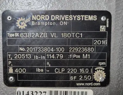 USED NORD DRIVESYSTEMS 6382AZB-VL-180TC1