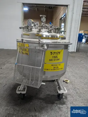 USED Precision 150 Liter Precision Stainless Jacketed Receiver Tank, 316L S/S, 45/100