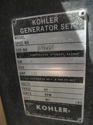 USED KOHLER 30RZ62