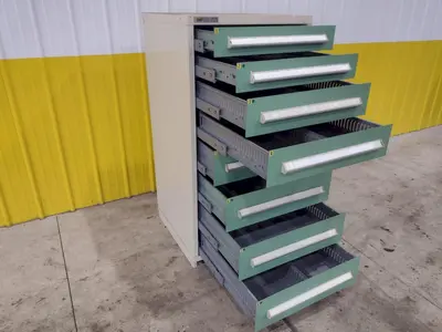 8 DRAWER VIDMAR INDUSTRIAL STORAGE CABINET 30" X 27.5" X 59": STOCK #21549 (6 AVAILABLE)