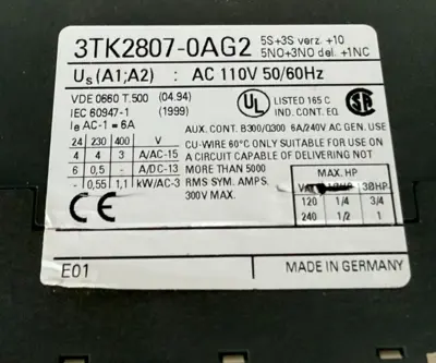 NEW SIEMENS 3TK2807-0AG2 SAFETY RELAY 3TK28070AG2