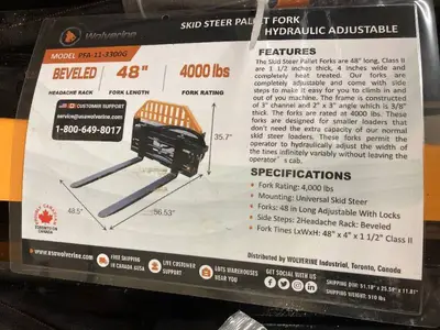 WOLVERINE Pallet Fork Hydraulic Adjustable 2025