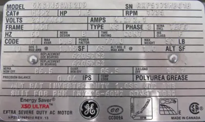 NEW GENERAL ELECTRIC M492 MOTOR 1.5HP 230/460V 145T 1735RPM 5KS145SAB209