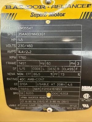 New | in-Stock Baldor/Reliance EM3554T 35AA001M493G1 Motors (misc) Indiana US | J&J Industrial Supply #1566402