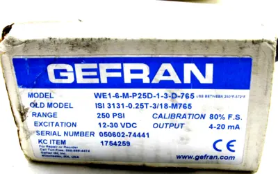 NEW GEFRAN WE1-6-M-P25D-1-3-D-765 TRANSDUCER 1754259 WE16MP25D13D765