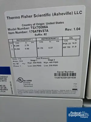 USED ThermoFisher Scientific Thermo Fisher Scientific ULT Freezer, Model TSX70086A