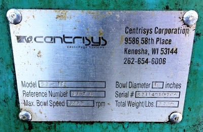 (2) Humboldt/Centrisys S 2-11 decanter centrifuges, 316 SS.