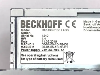 Used Beckhoff CPU Module 24VDC 4A 4GB PLC Processors Michigan US | Maverick Industrial Sales #1394920