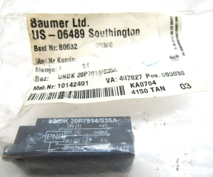 New | in-Stock BAUMER UNDK 20P7914/S35A Misc Electrical & Power Parts | Industrial Parts R Us Inc. #366704