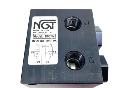USED NGT DUAL PILOT OPERATED CHECK VALVE, FLUSH MANUAL RELEASE, 150PSI MAX