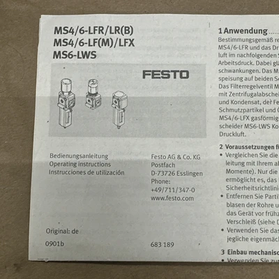 USED Festo MS6-LFR-1/2-D7-E-U-V-A4