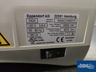 Used Eppendorf Eppendorf Model 5424 15,000 Rpm Centrifuge Lab Centrifuges Ohio US | Federal Equipment Company #1080182