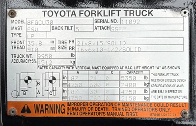 USED 2008 TOYOTA 8FGCU30