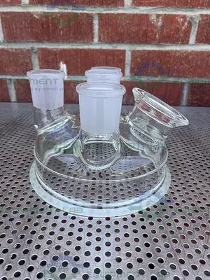 NEW CHEMGLASS CG-1946-50 REACTION VESSEL 5 NECK LID 200MM, 45/50 JOINTS.
