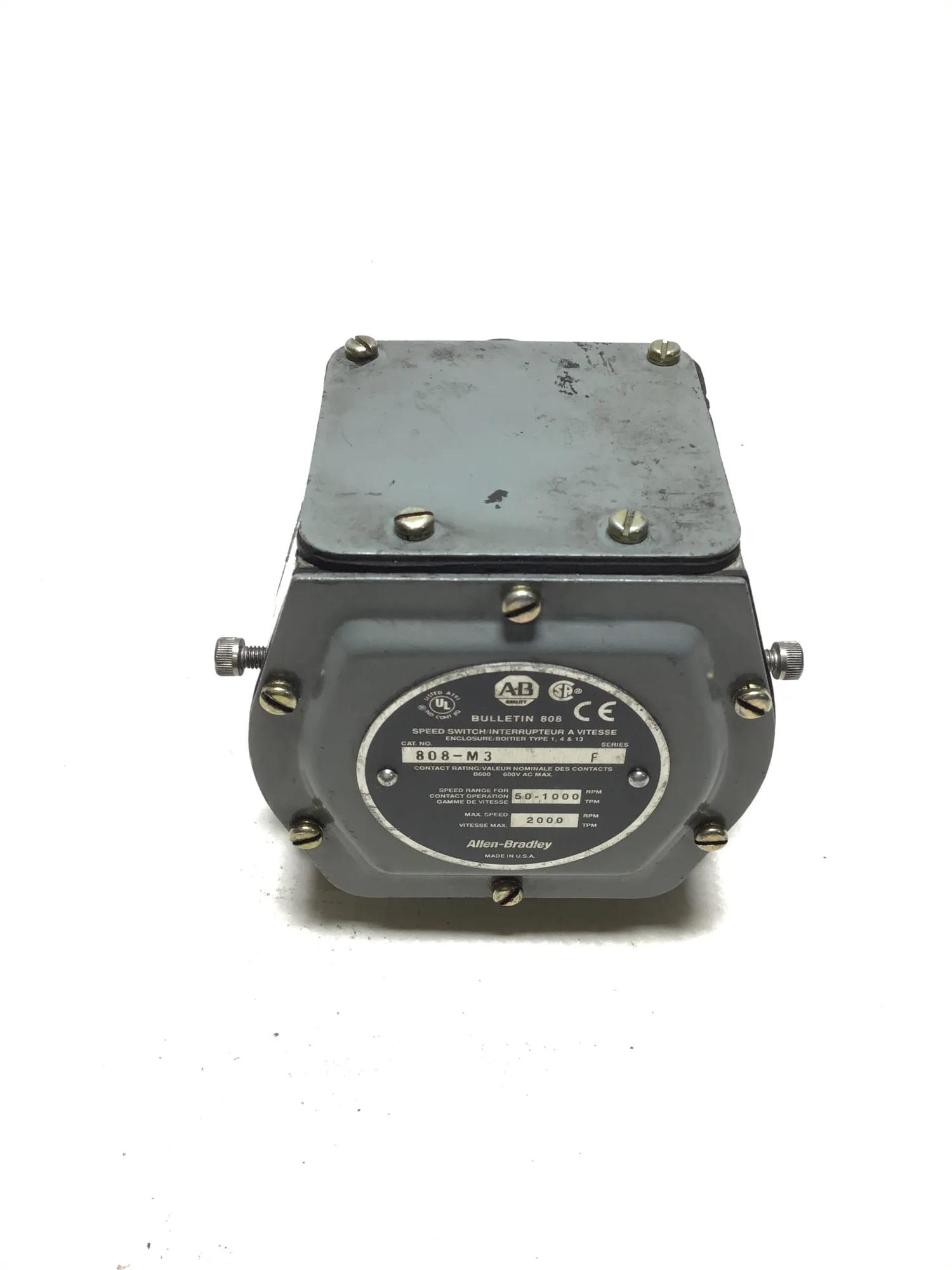 ALLEN-BRADLEY SER. F 50-1000RPM SPEED SWITCH 808-M3