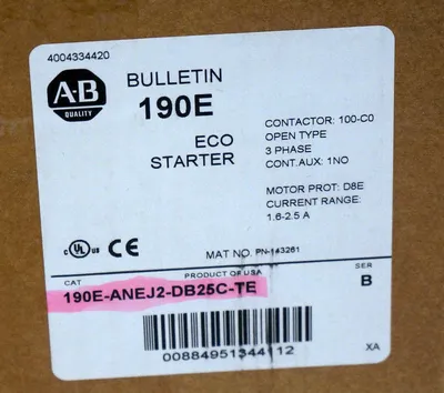 NEW ALLEN BRADLEY 190E-ANEJ2-DB25C-TE ECO STARTER SER. B, 143261