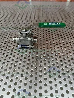 USED INLINE INDUSTRIES STAINLESS STEEL BALL VALVE W/ 1/2" SANITARY FITTING