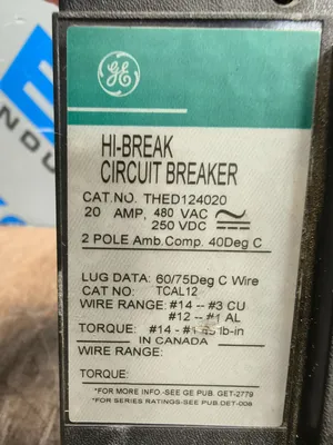 GENERAL ELECTRIC THED124020 Circuit Breakers | ESS Industrial Equipment Sales (4)