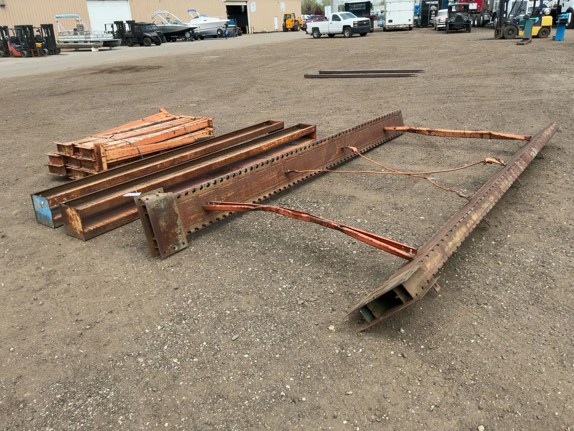 Steel Two Sided Cantilever Rack, includes (2) 14’ tall uprights spaced 6’ on center apart, (2) 134” ...