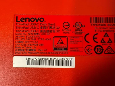 Lenovo ThinkPad LDC-G2 USB-C Dock Gen2 03X7609 SD20S97543 (2.3.5)